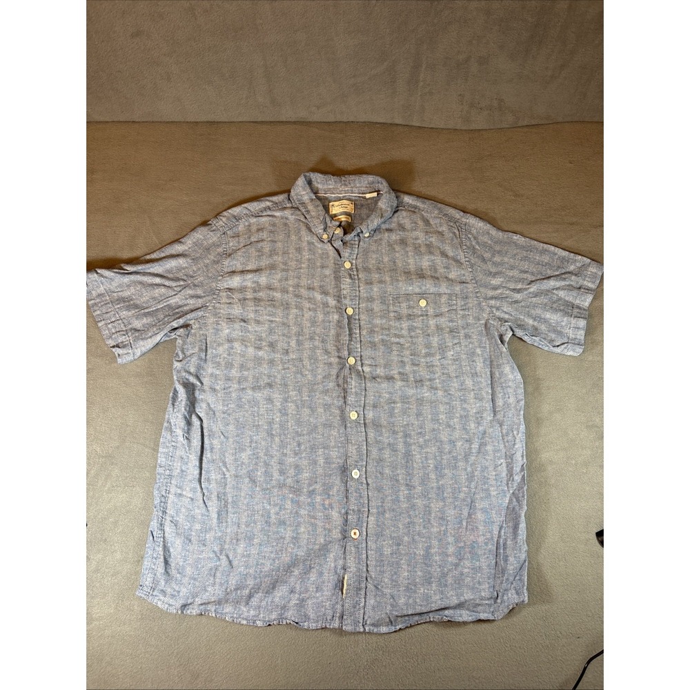 Weatherproof Vintage Men's Short Sleeve Button-Up Shirt, Blue, Size XL